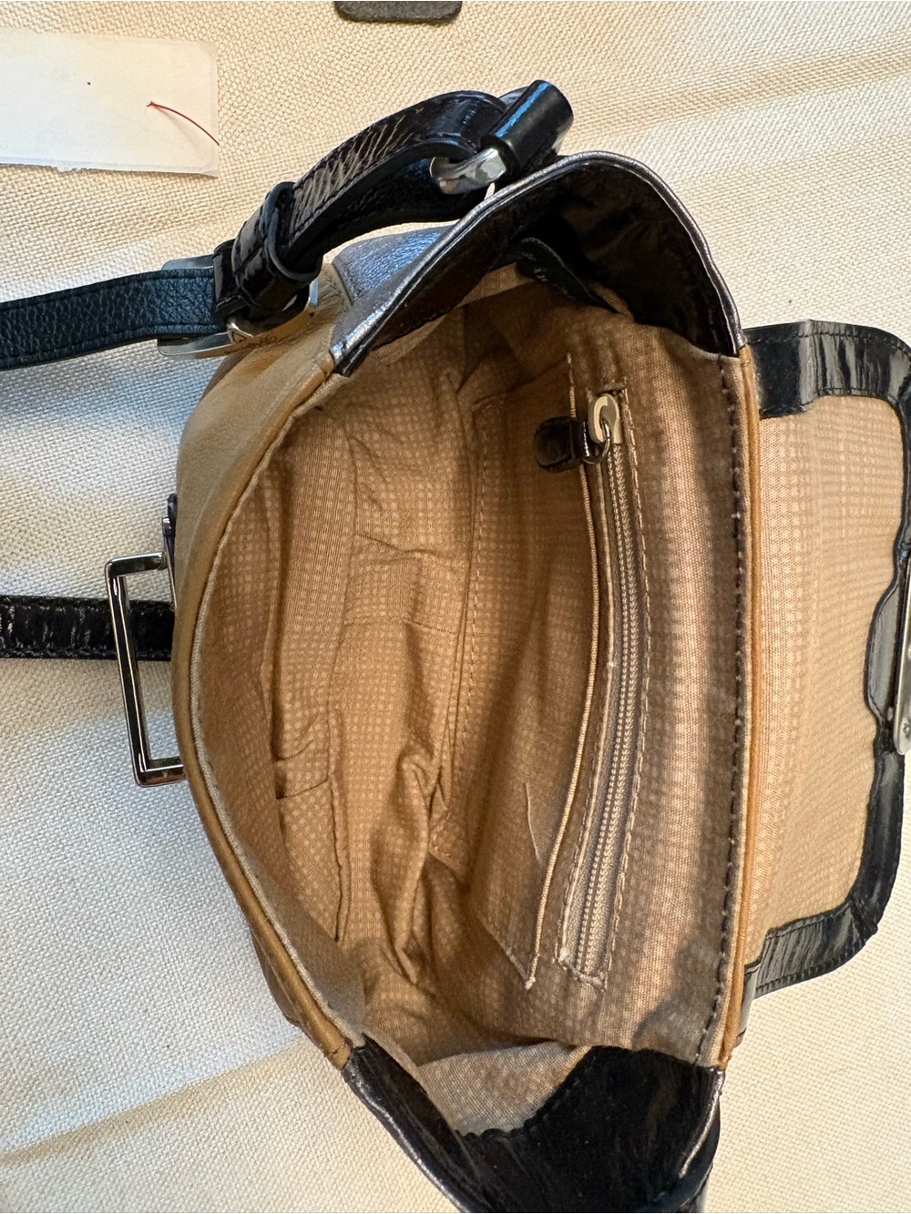 Brighton Zebra-Accent Leather Crossbody in Black, Tan & Cream - Picture 3 of 13